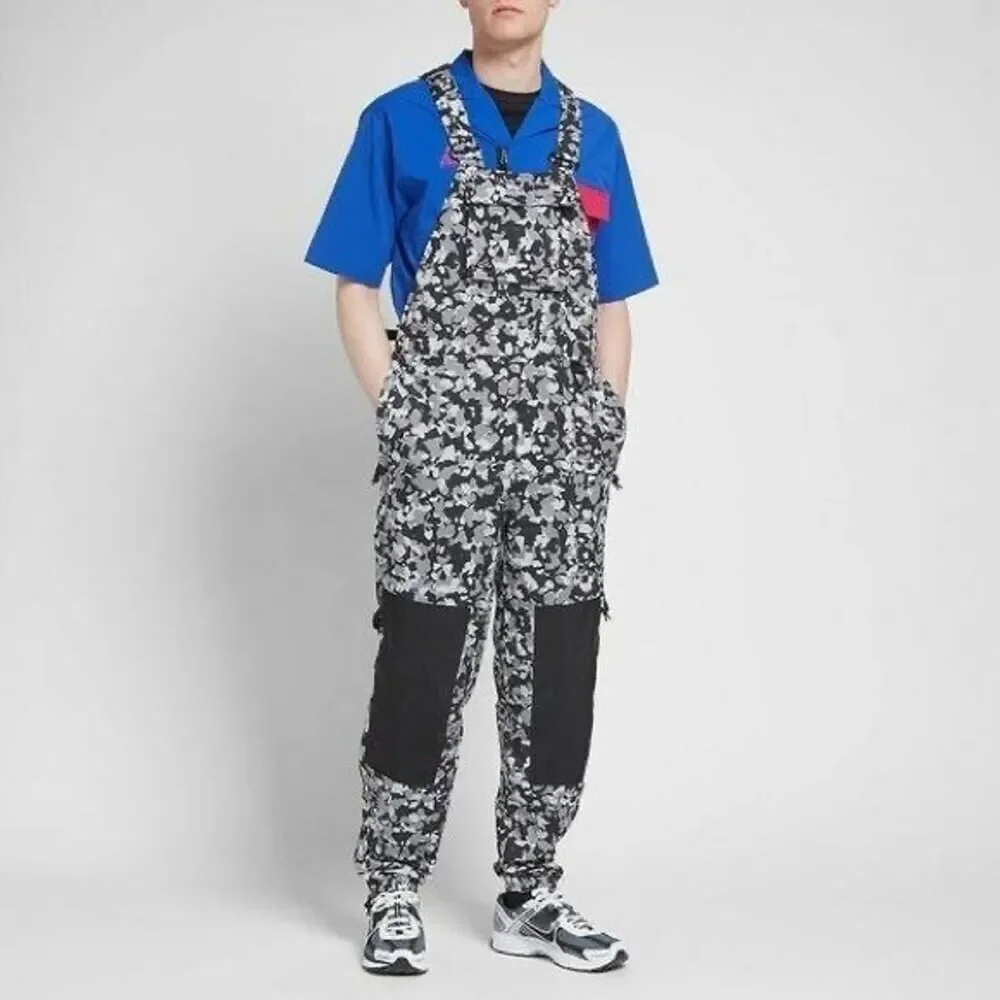 Nike ACG‎ Woven Overalls Mens Large Black White Gray Camo Print AOP CI0417-010